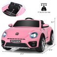 thumbnail image 3 of Costway 12V Licensed Volkswagen Beetle Kids Ride On Car w/ Remote Control&FM Radio Pink, 3 of 10