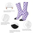 thumbnail image 3 of Xecao Purple argyle Pattern Sport Socks for Women and Men Crew Socks Sporty Calf Socks Casual Socks, 3 of 6