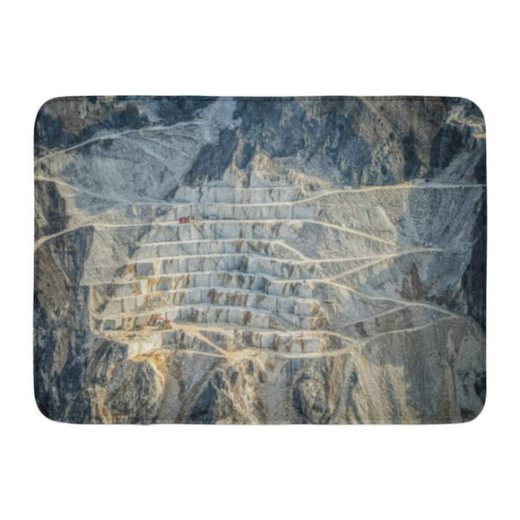 YUSDECOR Stone Blue Marble Quarry in Tuscany Italy Carrara Orange Block Cave Rug Doormat Bath Mat 23.6x15.7 inch
