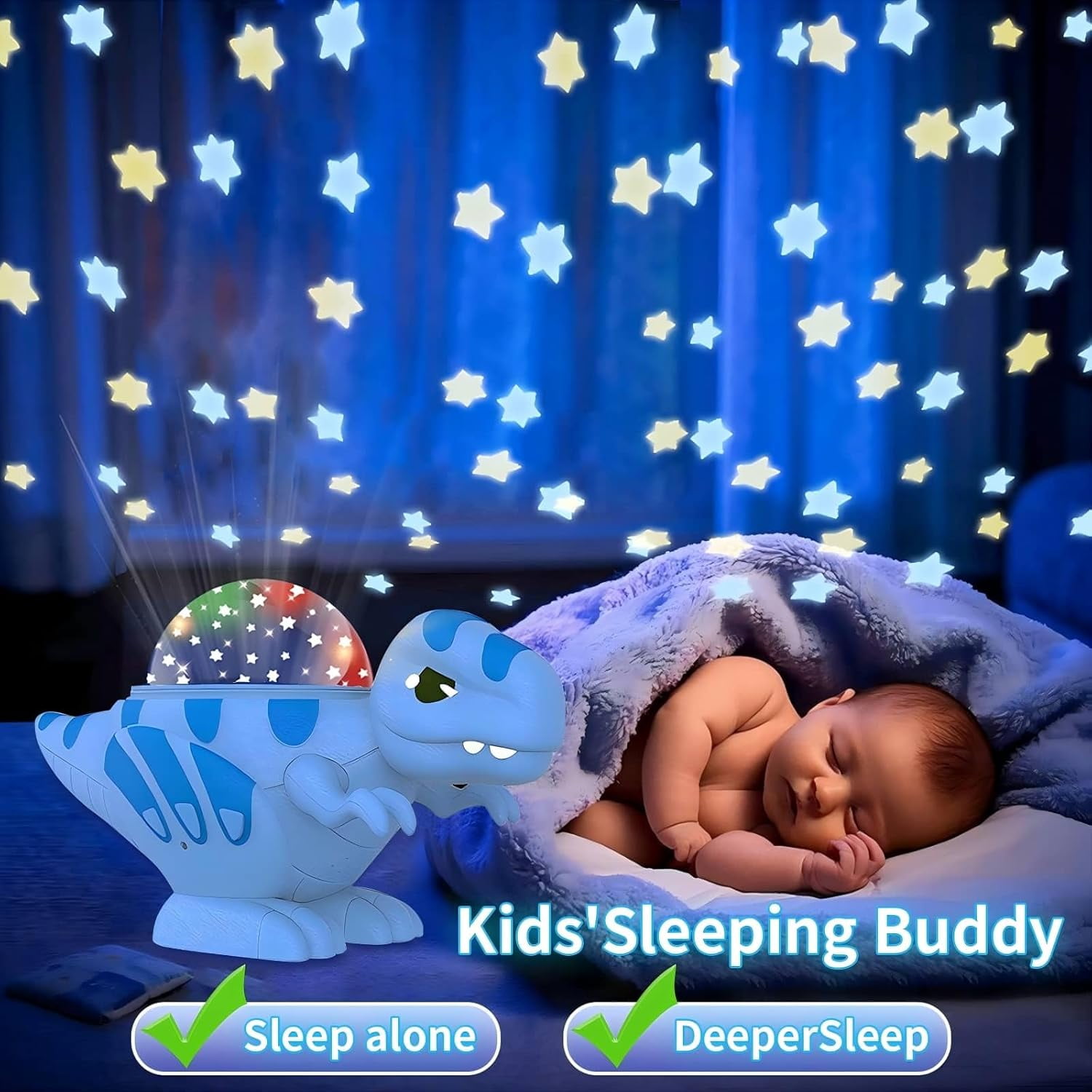 VIVIHEYDAY Dinosaur Night Light, Star Ceiling LED Projection Lamp, 16 Lighting Effects, 360°Rotation, Kids Baby Bedroom Party Home Decor