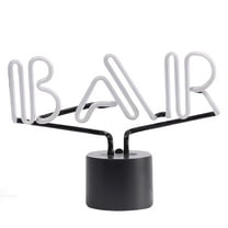 Amped Co Bar Neon Table Light, Retro Font, Real Neon, White, 9x13in.