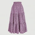 thumbnail image 4 of Abomasnow Boho Floral Maxi Skirt for Women Summer Comfy Tiered Elastic High Waisted Skirts Vacation A-Line Flowy Swing Long Skirts, 4 of 4