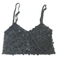 thumbnail image 4 of AWZXDE Girls Carnival Sequined Top Adjustable Elastic Band Sleeveless Performance Outfit For Party Stage Cute Tops For Children Over 5 Years Black，7-9 Years, 4 of 4