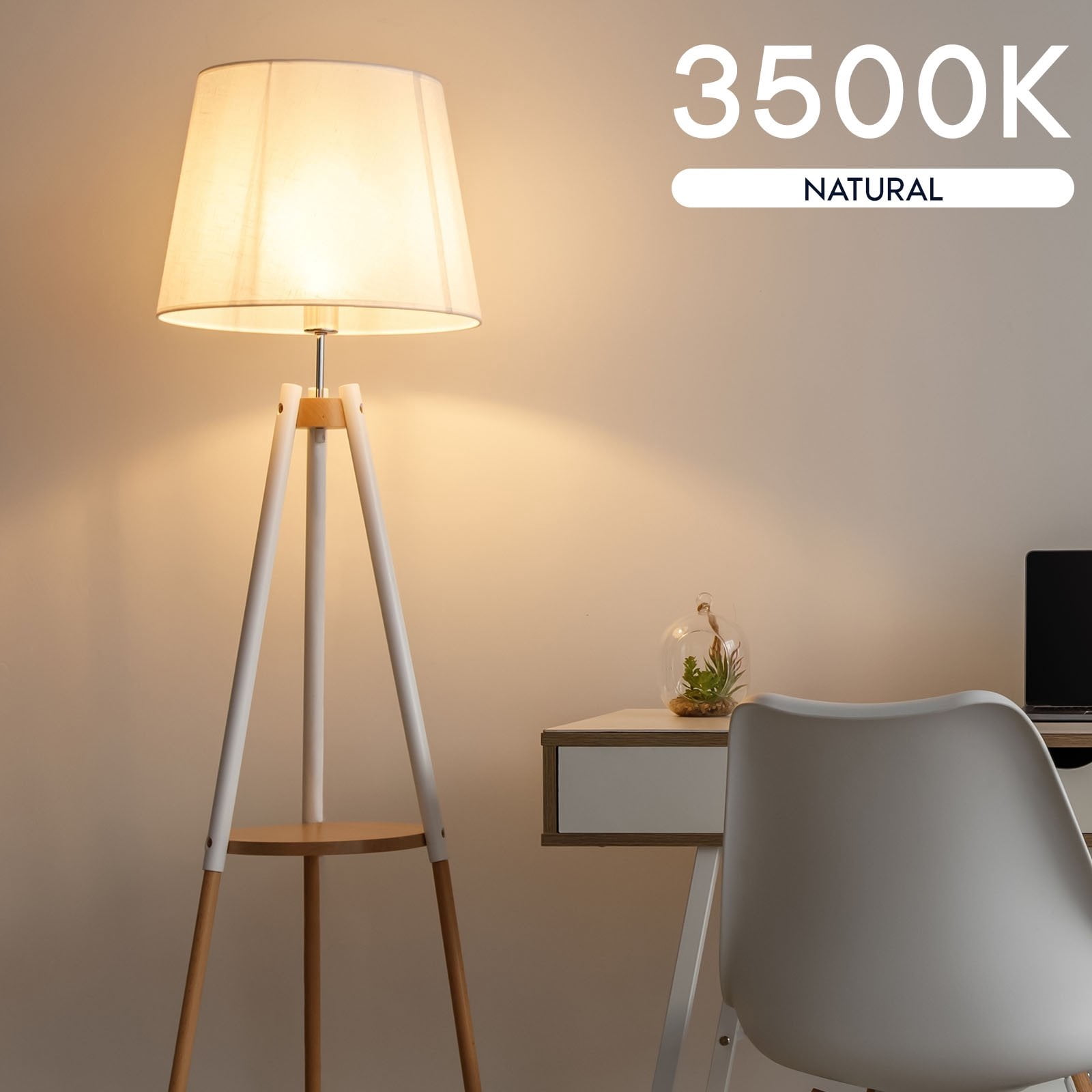 Luxrite A19 LED Light Bulb 9.5W=75W 3500K 1100 Lumens Non-Dimmable E26 Base Enclosed Fixture Rated Damp Rated ETL 96-Pack