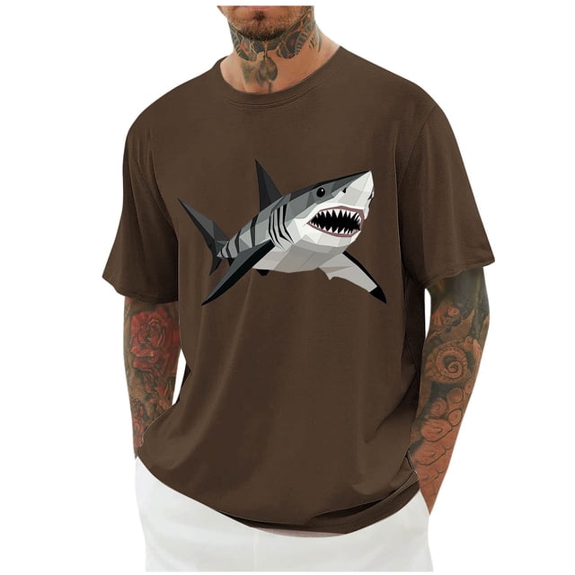 Chemise à Manches Courtes Imprimée Col Rond pour Hommes, 95 % Polyester 5 % Spandex, Ajustement Décontracté Respirant, Tissu Doux, pour Usage Quotidien en Extérieur, Printemps Été