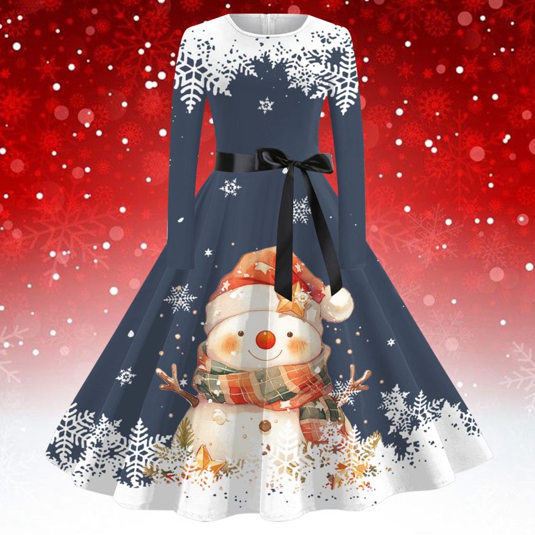 xmas party skater dresses Gingerbread Lady Christmas Party Dress Festive Holiday Skater Dress for Park Days & Parties M