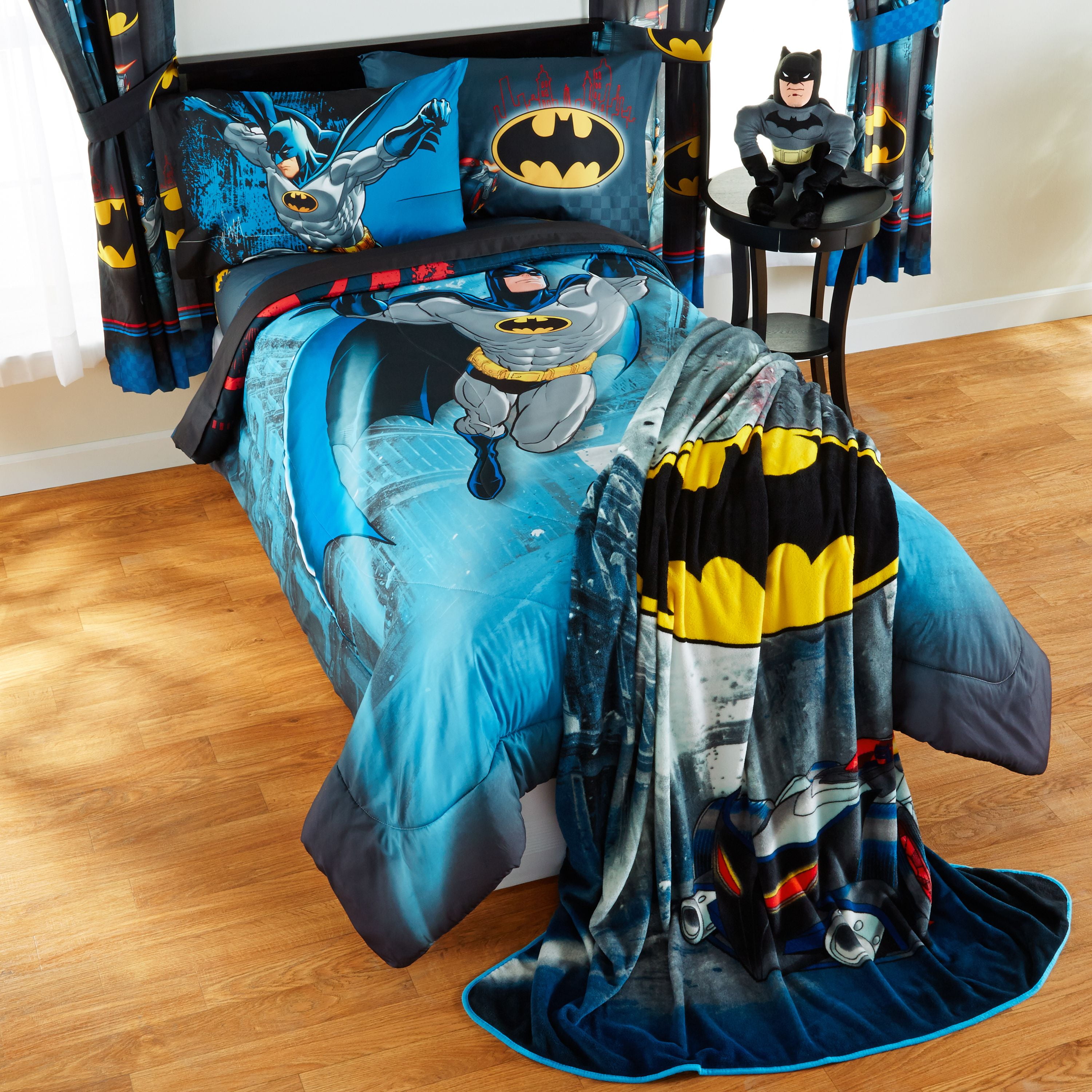 Batman Kids 2 Piece Light Filtering Bedroom Curtain Set 63 Length Black Com