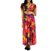 Women's Vibrant Floral Maternity Wrap Dress
