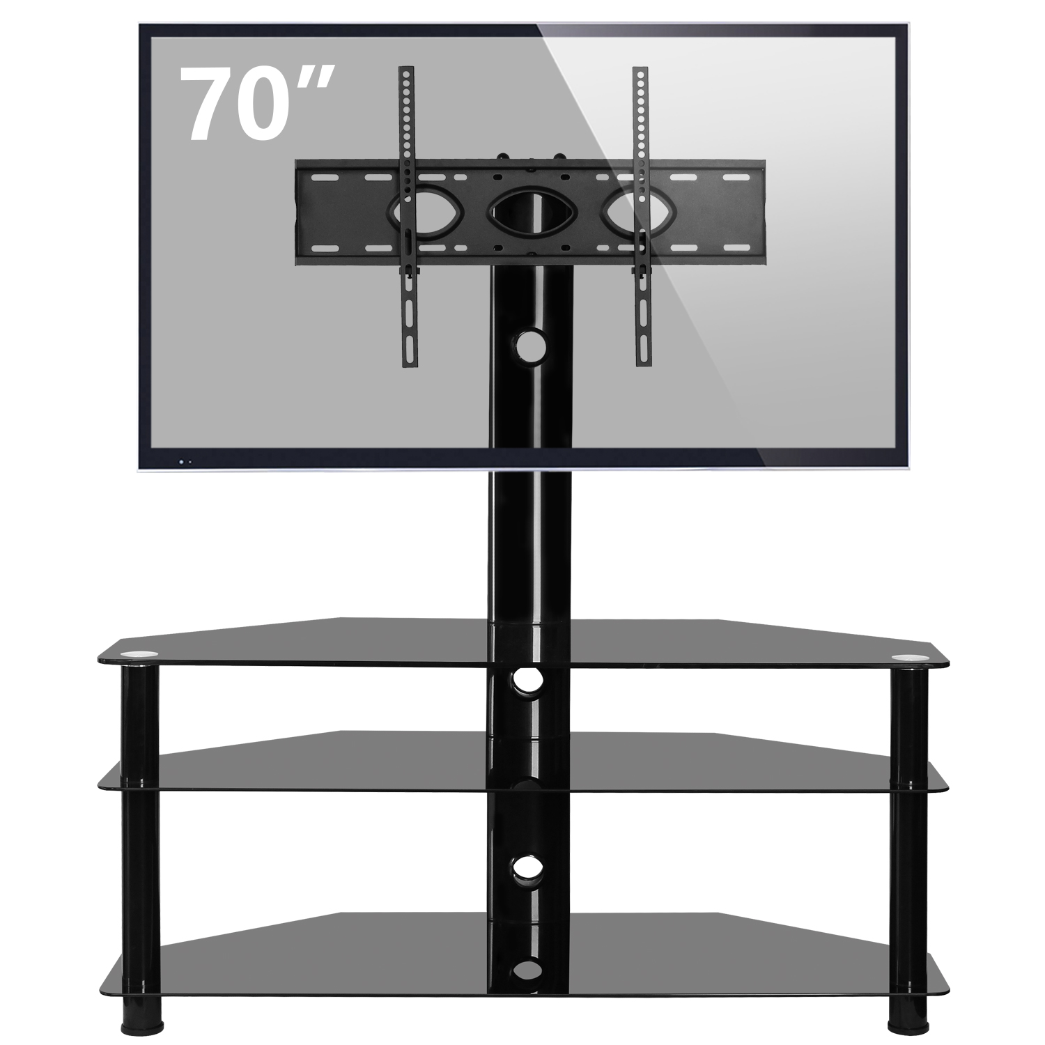Mobile Trolley Cart Walnut TS5002 RFIVER TV Stand Console Table with Storage Entertainment TV Unit Media Cabinet Audio Rack with Wheel Castors and Adjustable Shelves for Most 26-50 Plasma LED LCD 