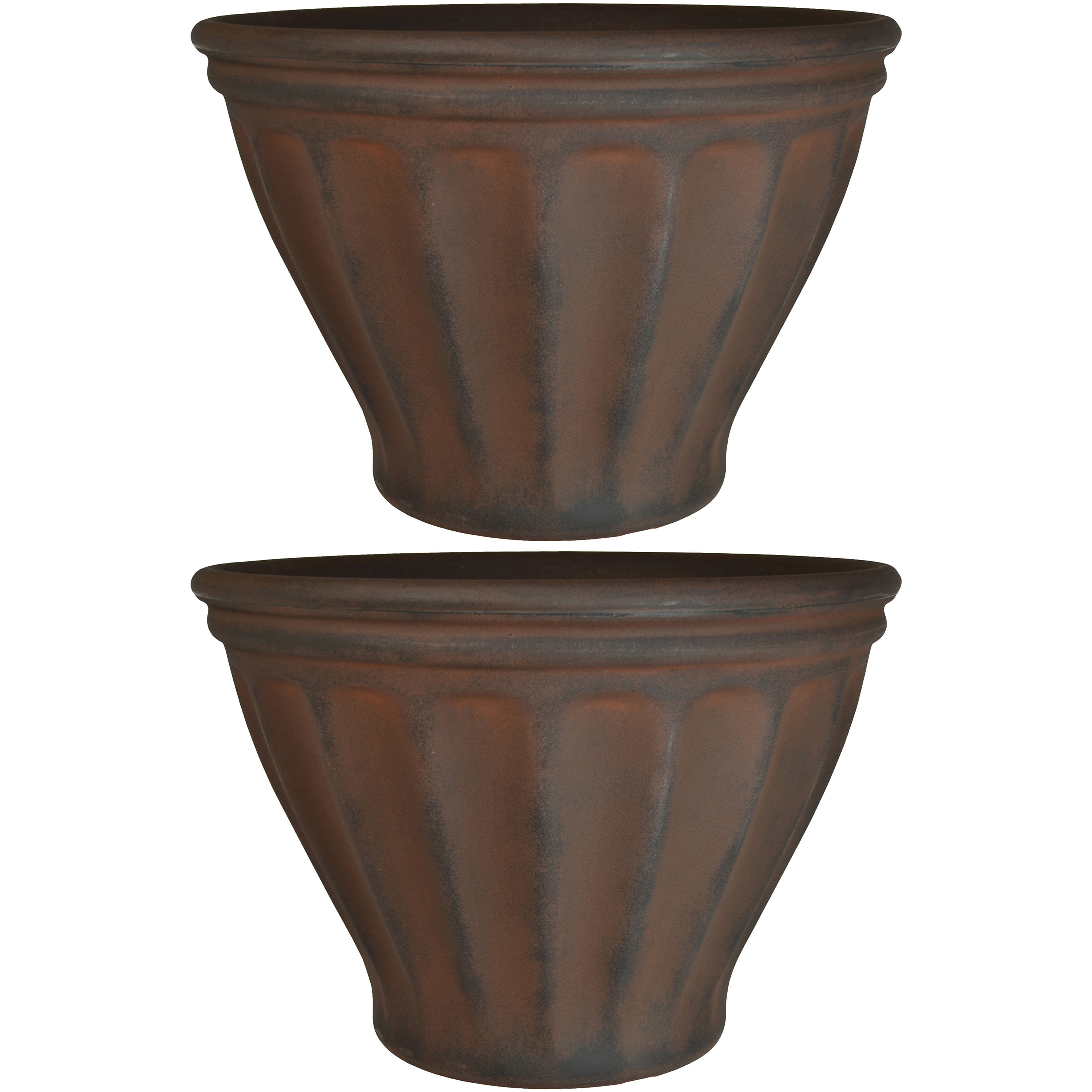 Sunnydaze Walter Flower Pot Planter 16-Inch Diameter Set of 4 Outdoor/Indoor Heavy-Duty Double-Walled Polyresin Fade-Resistant Antique White Finish 