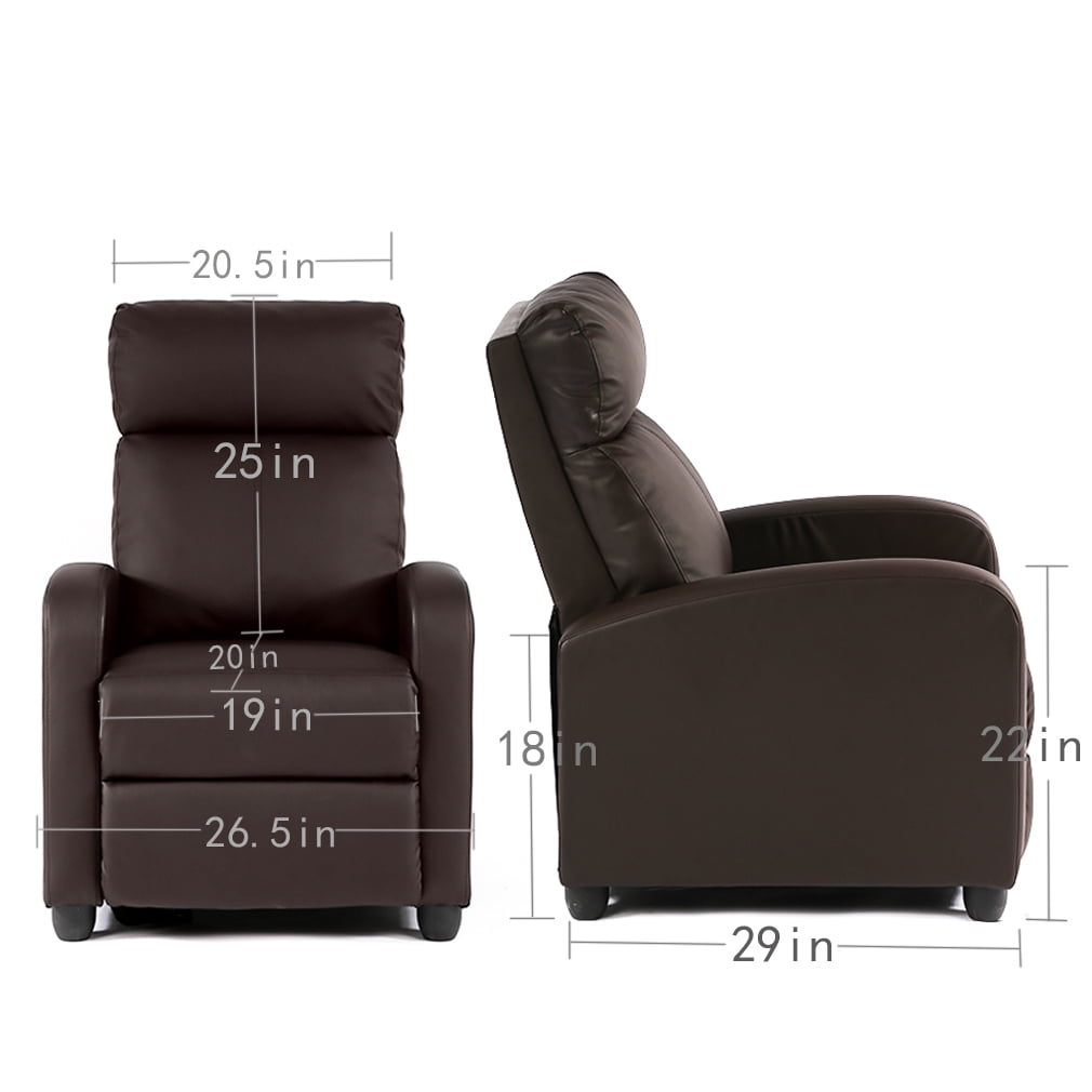 FDW Modern Leather Recliner with Push Back and Foot Extension, Black