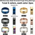 thumbnail image 2 of 1 caja de 12 anillos de acero inoxidable con incrustaciones, tamaño 9, ranurados en azul, negro y dorado, con inscripción láser, lisos., 2 of 9