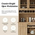 thumbnail image 5 of Harper & Bright Designs Farmhouse Kitchen Pantry Cabinet with Glass Door and Shelves, Tall Kitchen Storage Cabinet with Drawer, Freestanding Hutch with Wine Rack, 74.8", Natural, 5 of 17