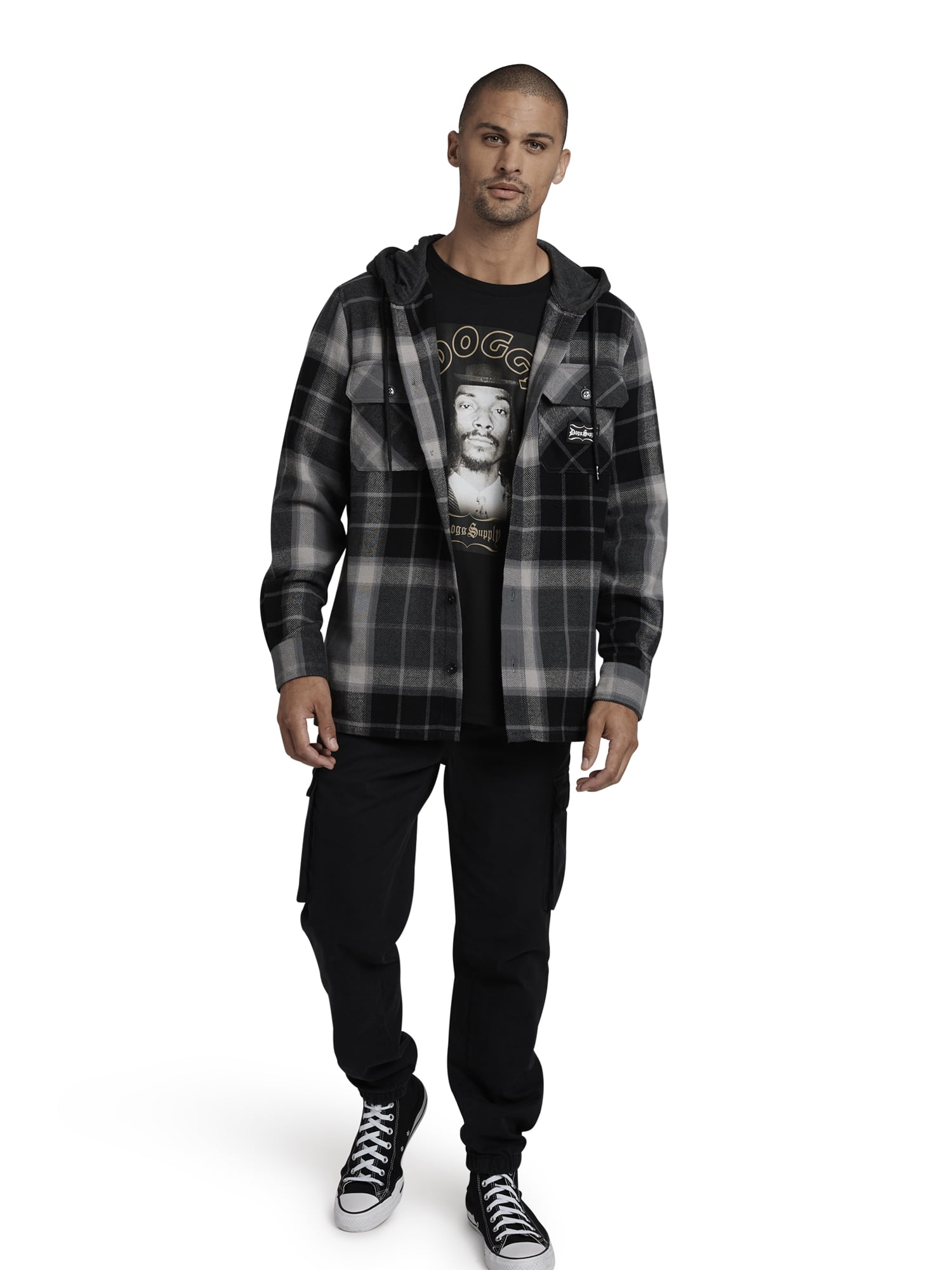 Dogg Supply by Snoop Dogg Men's and Big Men's Hooded Flannel