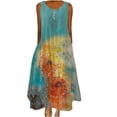 thumbnail image 1 of Babysbule Robe pour Femme Liquidation Mode Femme Imprimée Décontractée Dégradé Col Rond Sans Manches Grande Taille Robe Longue, 1 of 5