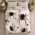 thumbnail image 5 of Red Black Spiders with Ink Splashes and Thin Web Lines, Creepy Halloween Art Style for Spider Lovers, Warm Flannel Blanket for Living Room and Bedroom, Halloween Gift, Home Decor, 5 of 9