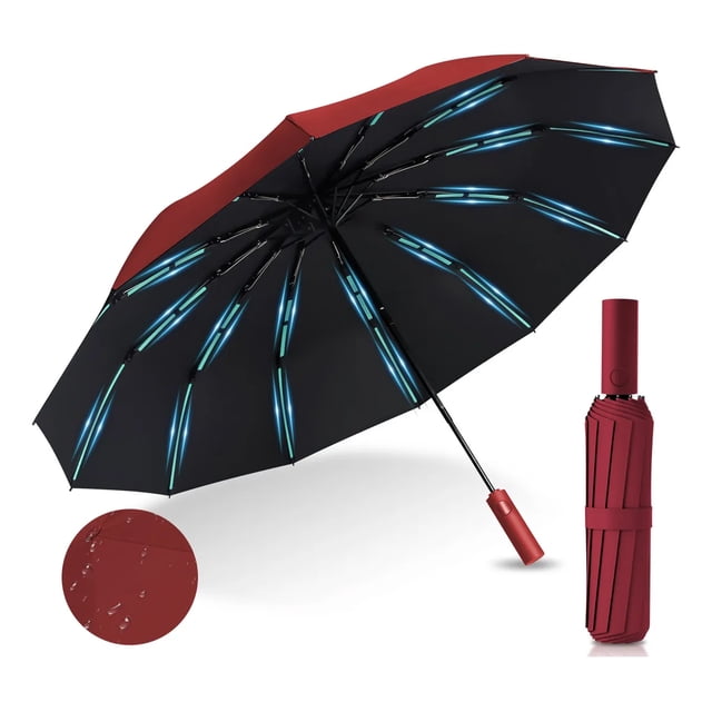 60 Varillas Paraguas Plegable Automático,Paraguas de Bolsillo para Lluvia y Sol, Sombrilla Plegable Grande Resistente al Viento y Lluvia con Protección UV, Portátil para Hombres y Mujeres