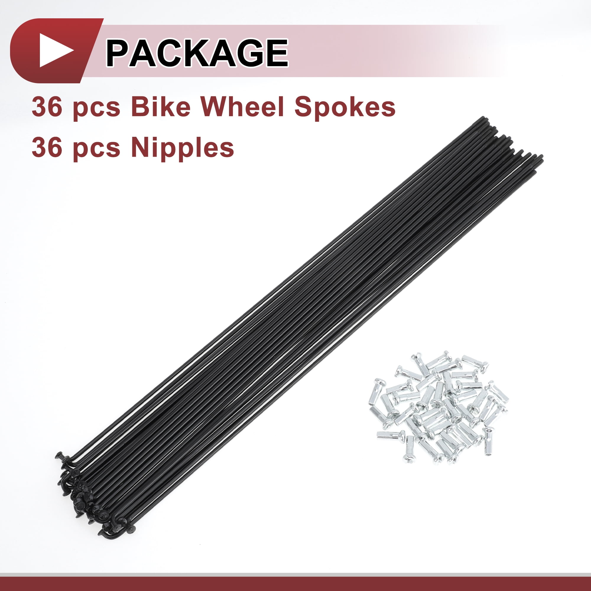 Unique Bargains 36Pcs 14G Bicycle Spokes Bike Wheel Spokes Carbon Steel Black 10.75"