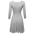 thumbnail image 3 of FashionOutfit Women's Solid Scoop Neck 3/4 Sleeve Mini Dress, 3 of 3