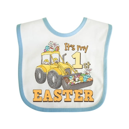 

Inktastic It s My 1st Easter Construction Bunnies Gift Baby Boy or Baby Girl Bib