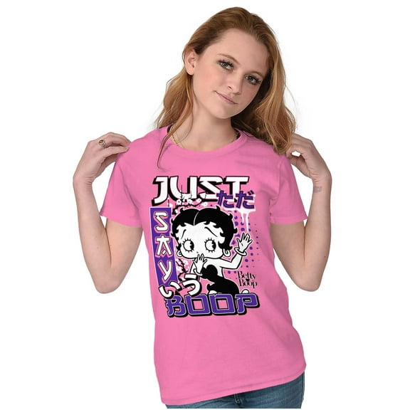 Kanji Style Cartoon Just Say Boop Women's T Shirt Ladies Tee Brisco Brands S