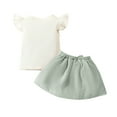 thumbnail image 4 of YANHAIGONG Baby Girl Dress Outfits,Summer 2pc Newborn Girls Cotton Dress Floral Baby Girl Summer Clothes Infant Outfits,Casual Short Sleeve Top with Knot Bow Short Skirt, 4 of 4