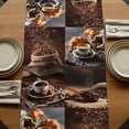 thumbnail image 5 of Coffee Beans Table Runner, Brown Hot Cafe Latte Cup Drink Country Washable Cotton Linen Table Runners 108 Inches Long, Dresser Scarf Runner for Dining/Living Room/Kitchen/Square Tables 13''x108'', 5 of 9