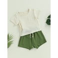 thumbnail image 2 of Arvbitana Toddler Infant Boys Girls Casual Outfits Solid Color Short Sleeve T-Shirt with Breast Pocket and Elastic Waists Shorts 2Pcs Sets 6M-4T, 2 of 8