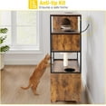 thumbnail image 4 of Cat Litter Box Enclosure, Litter Box Furniture Hidden, Wooden Cat Washroom Furniture, Indoor Cats House with Condo, Hammock, Scratching Mat and Storage Shelves, 4 of 7