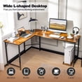 thumbnail image 4 of Patiojoy Bureau en Forme de L avec Prise Électrique Bureau d'Angle 66 Pouces avec Support CPU & Cadre en Métal Robuste Brun Rustique, 4 of 9