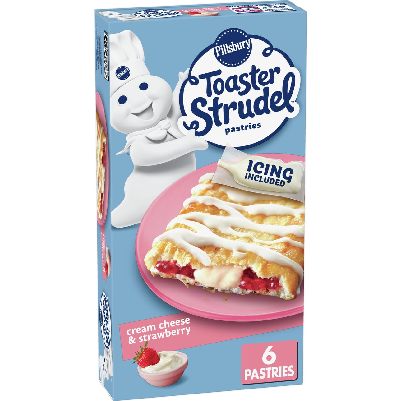 Pillsbury Toaster Strudel Pastries, Cream Cheese & Strawberry, 6 ct