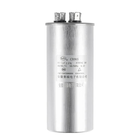 

Uxcell 45/5uF 370V AC Aluminum Case Round CBB65 Dual Motor Run Capacitor