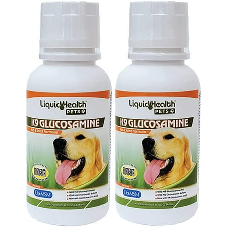 Liquid Health 2 Pack K9 Liquid Glucosamine for Dogs, Puppies and Senior Canines - Chondroitin, MSM, Hyaluronic Acid‚ Joint Health, Dog Vitamins Hip Joint Juice, Dog Joint Oil - 8 Fl Oz