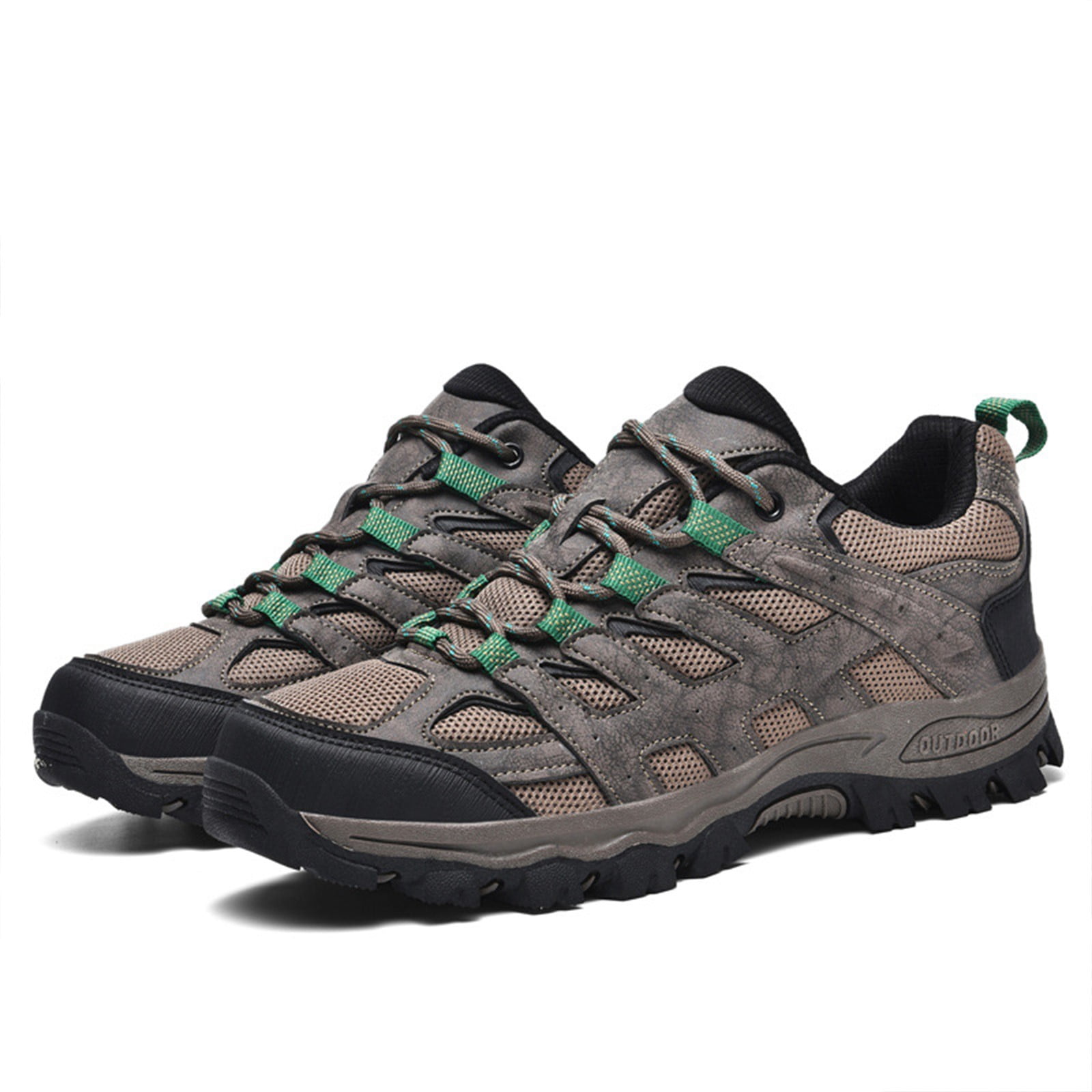 XIMIN Men's Waterproof Non-Slip Hiking Shoes Leather Low-Top Trail Running Sneakers Breathable Lightweight Mesh Travel Shoes Outdoor Trekking Boots (8, Brown)