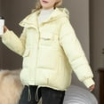 thumbnail image 7 of Winter Coats For Women Hooded Down Coat Long Sleeve Full Zipper Oversized Baggy Short Down Jacket Outwear, 7 of 7