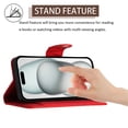 thumbnail image 4 of SaniMore Case for iPhone 15, PU Leather 3D Lattice Stylish for Girls Crossbody Lanyard Flip Kickstand Card Slots Cash Pocket Magnetic Clasp Full Body Protective Shockproof Wallet Shell, Red, 4 of 9