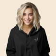 thumbnail image 4 of Dalix Black Cat Embroidered Fleece Cropped Hoodie Cold Fall Winter Women in Dark Heather M Medium, 4 of 5