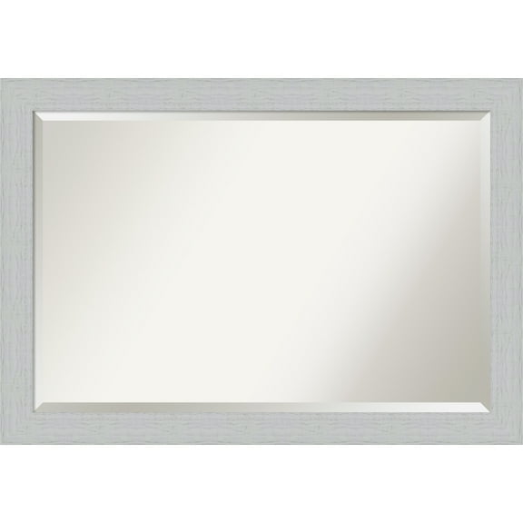 Shiplap White Beveled Wood Bathroom Wall Mirror