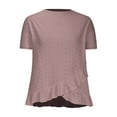 thumbnail image 4 of JGGSPWM Women's Lace Trim V-Neck Peplum Flounce Short Sleeve Eyelet Summer Casual Blouse Tops Rose Gold XL, 4 of 6