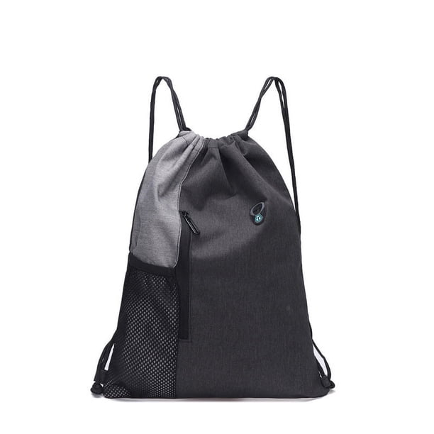 Bolsa de gimnasio con cordón y portabotellas, mochila impermeable con cordón, bolsa de playa para deporte, gimnasio, mochila de viaje (/gris)