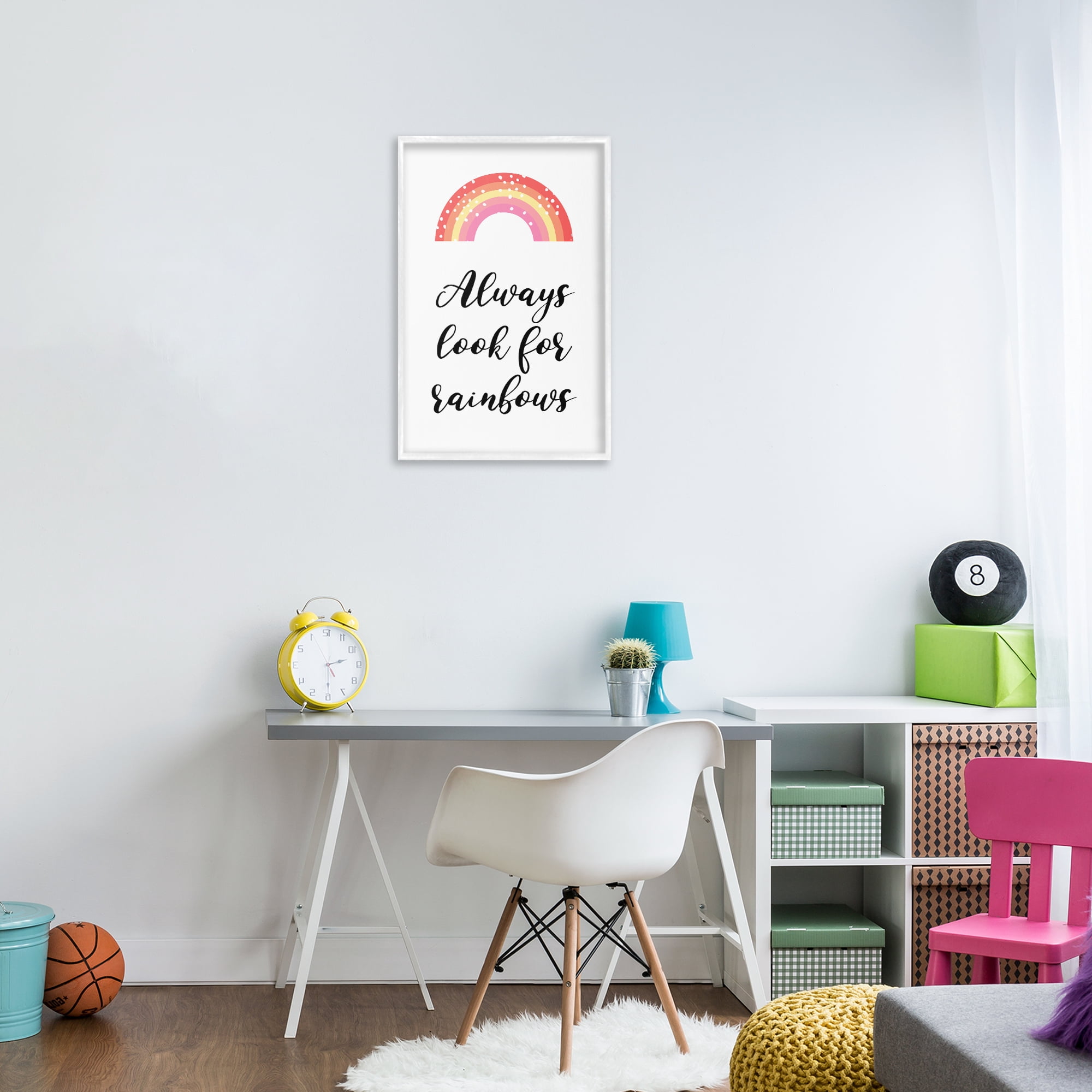 Stupell Industries Always Look For Rainbows White Framed Giclee Art, design by Martina Pavlova