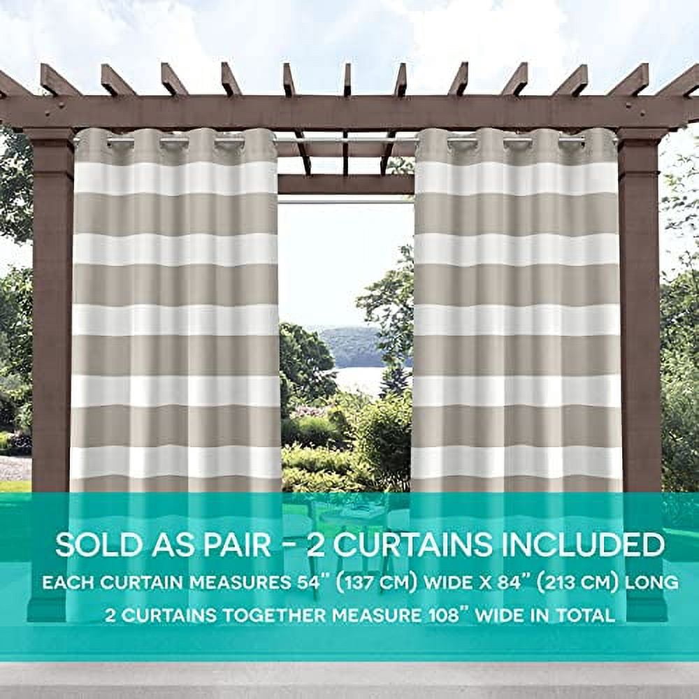 Exclusive Home Cabana Stripe Indoor/Outdoor Light Filtering Grommet Top Curtain Panel Pair, 54"x108", Cloud Grey
