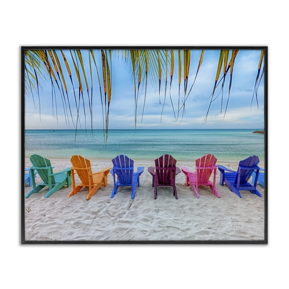 Stupell Industries Coastal Picturesque Tropical Summer Beach Black Framed Giclee Art, 14 x 11, by Mary Lou Johnson