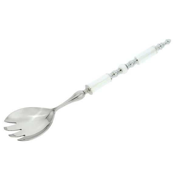 GlassOfVenice Italian Murano Glass Salad Fork - Silver White