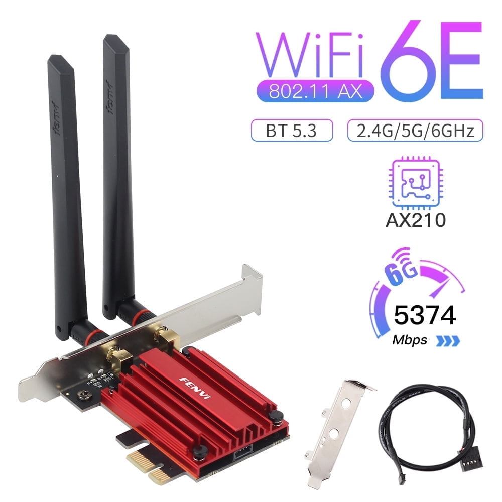 Fenvi WiFi 6E PCIe Network Card, Tri-Band AX210, Desktop Wireless Adapter, 5400Mbps