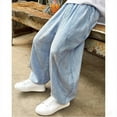 thumbnail image 4 of CPNG Tween Boys Baggy Jeans Retro Patchwork Pants Unisex High Street Loose Straight Trousers Elastic Waistband Wide Leg Denim Pants with Pockets Y2K Streetwear Jeans, 4 of 7