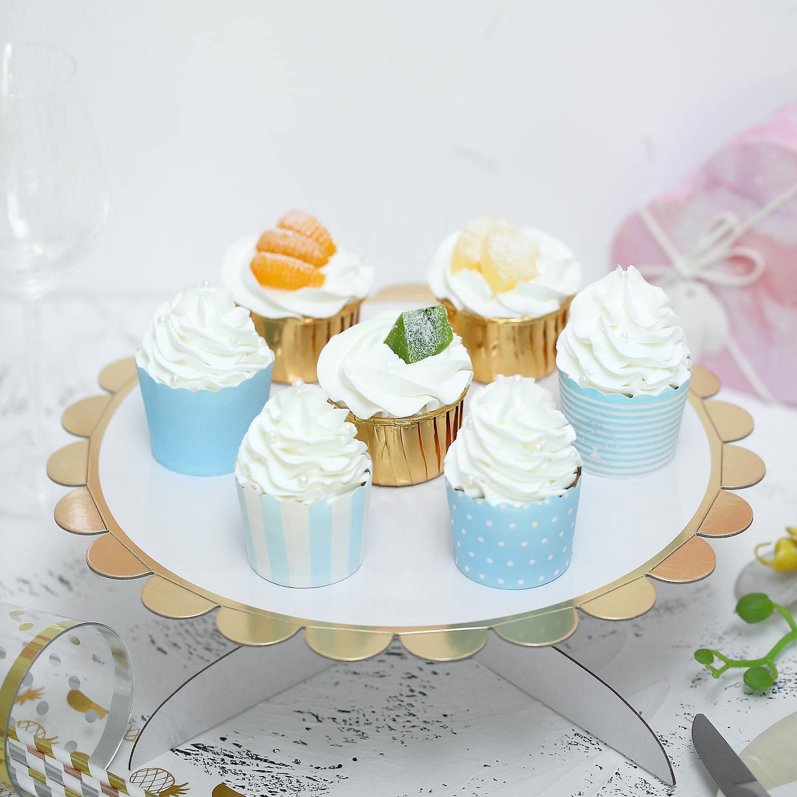 Efavormart 2PCS 13" Round Cardboard Cupcake Stand Mini Cake Stand with