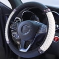 thumbnail image 2 of Bling Soft Leather Steering Wheel Cover 15 Inch with Sparkly Diamond Rhinestones for Women and Girls – Elastic Car Accessory for Most Cars (White), 2 of 8