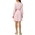 thumbnail image 3 of INSPIRE CHIC Women's Smocked Waist Chiffon Long Sleeve Shiny Star Dress XL Pink, 3 of 5