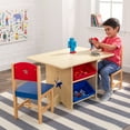 KidKraft Wooden Star Table & Chair Set with 4 Bins, Red, Blue & Natural
